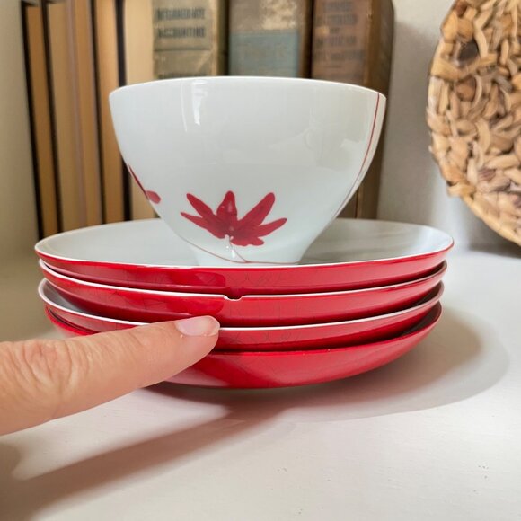 Mikasa Pure Red Flat Cup and Saucer Set Service for Four Porcelain SL 134 - Picture 5 of 5